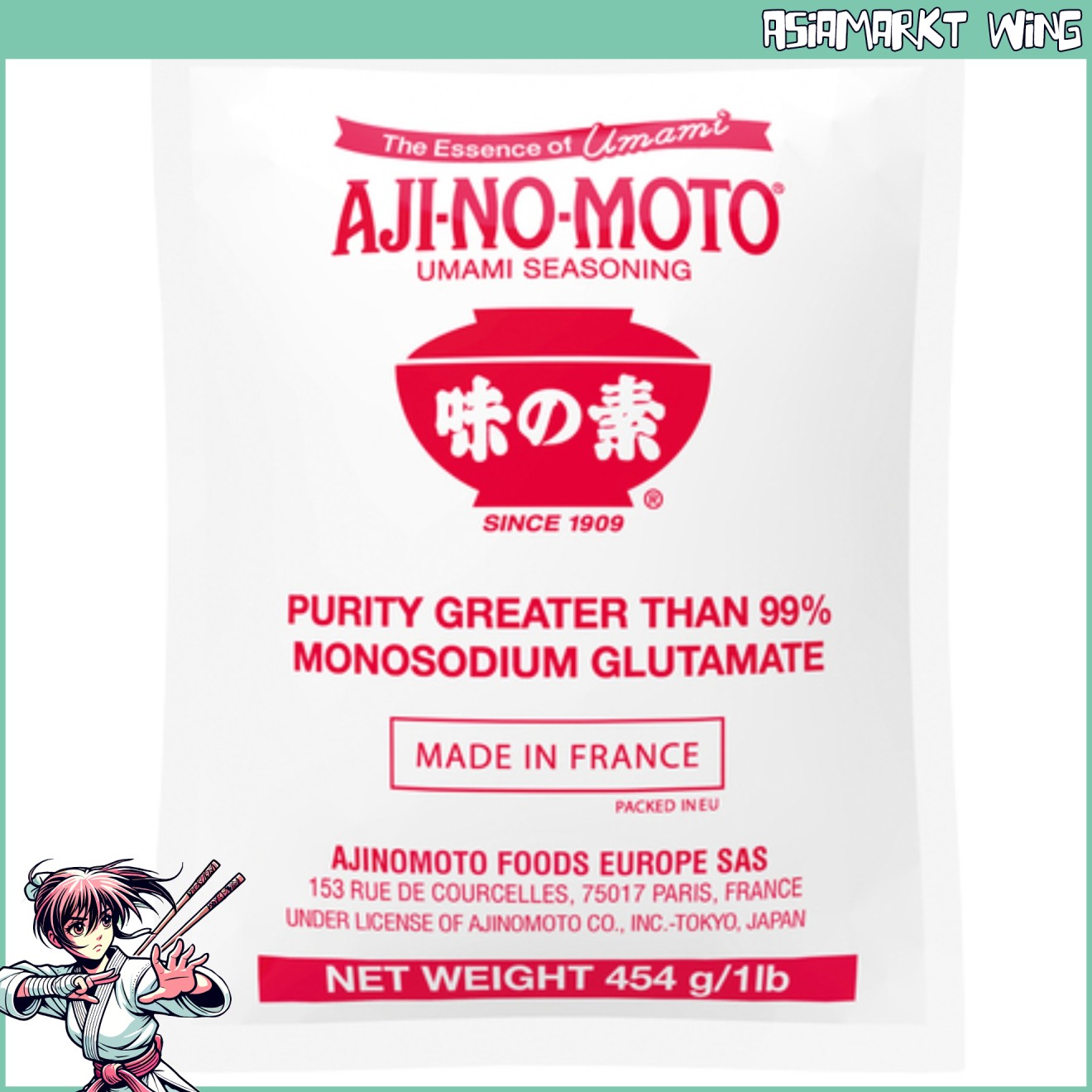 Ajinomoto - Glutamato monosódico - Potenciador del sabor - 454 g