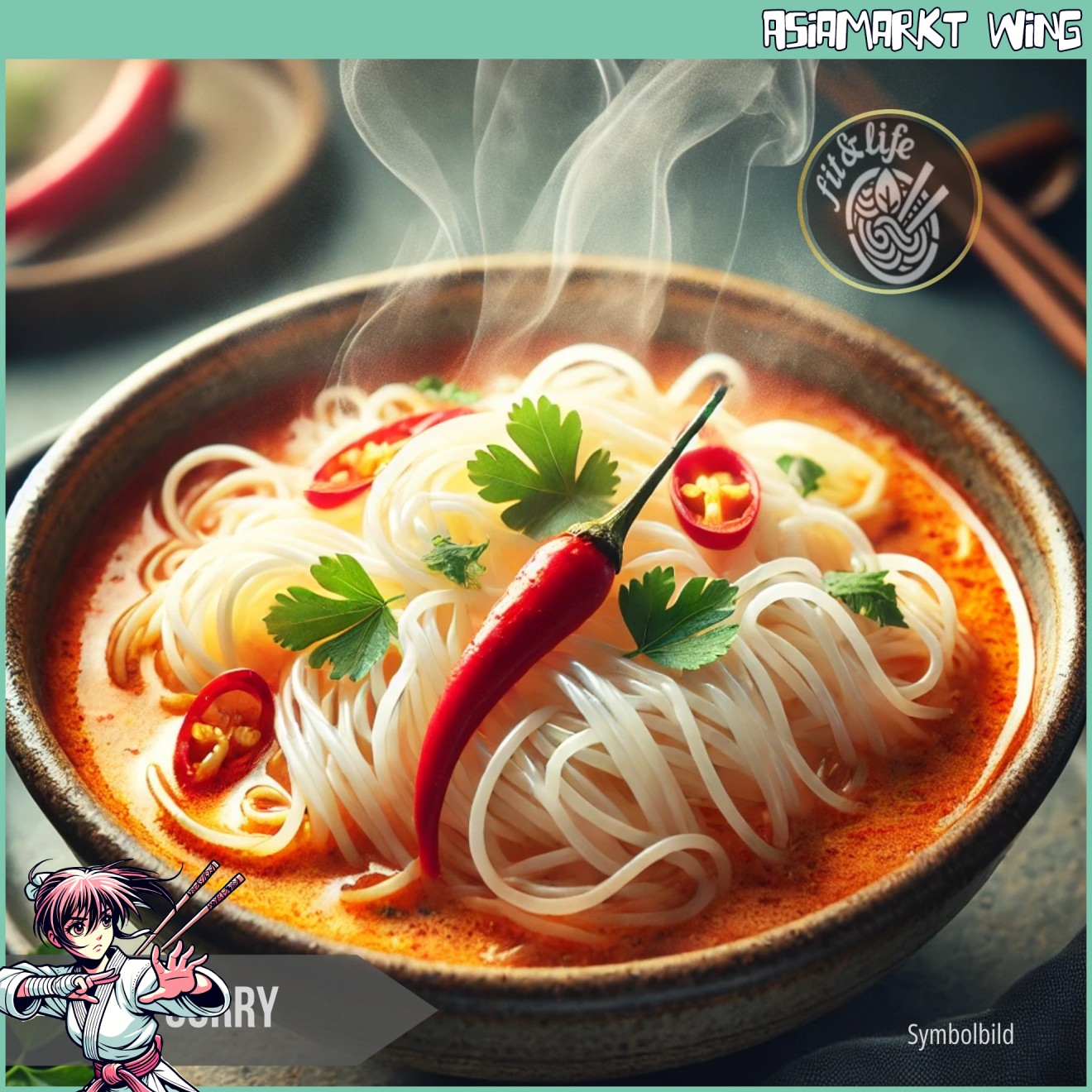 fit&life - Konjac Red Curry - instant Shirataki Nudeln -162g