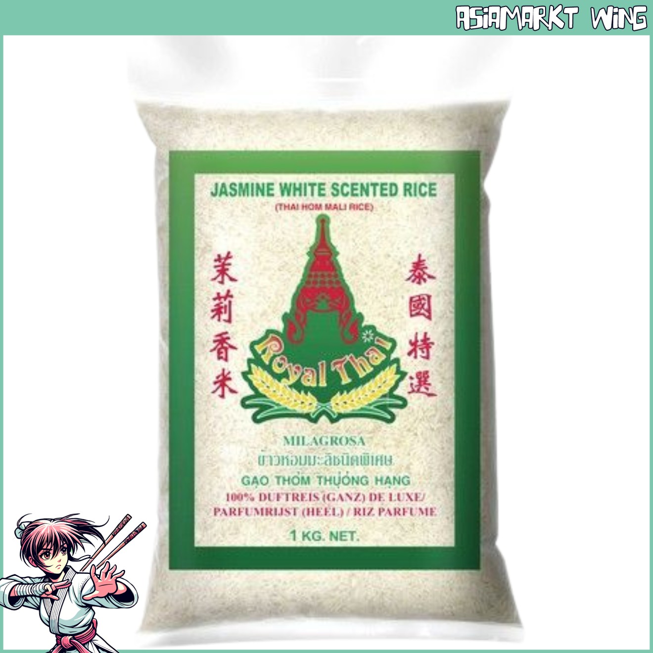 Royal Thai - Jasmin Duft Reis - 100% Langkorn aus Thailand - Milagrosa - 1kg