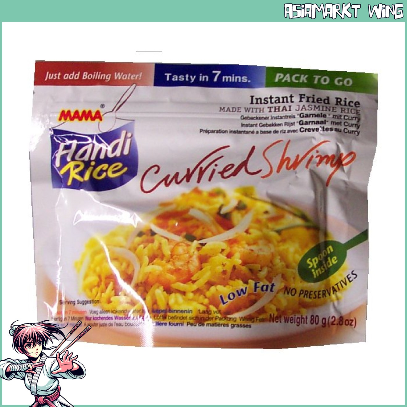 Mama - Instant Reisgericht - Handi Rice - Thai Curry mit Schrimps - 80g