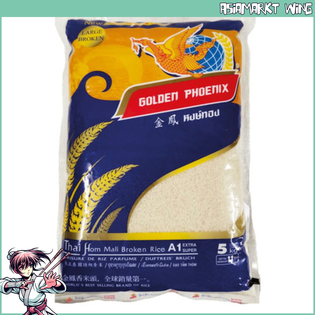 Golden Phoenix - Thai Jasminreis - Bruchreis - 5kg