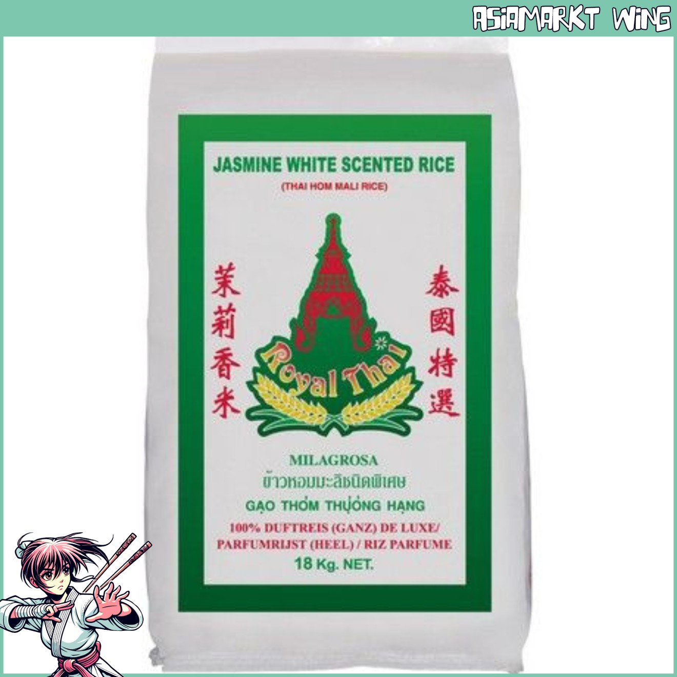 Royal Thai - Jasmin Duft Reis - 100% Langkorn - Milagrosa - 18kg