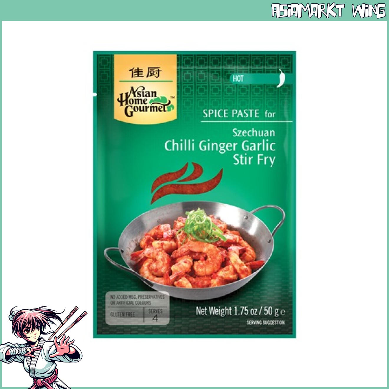 AHG - Würzpaste für Szechuan Chilli Ingwer Knoblauch Pfanne - 50g