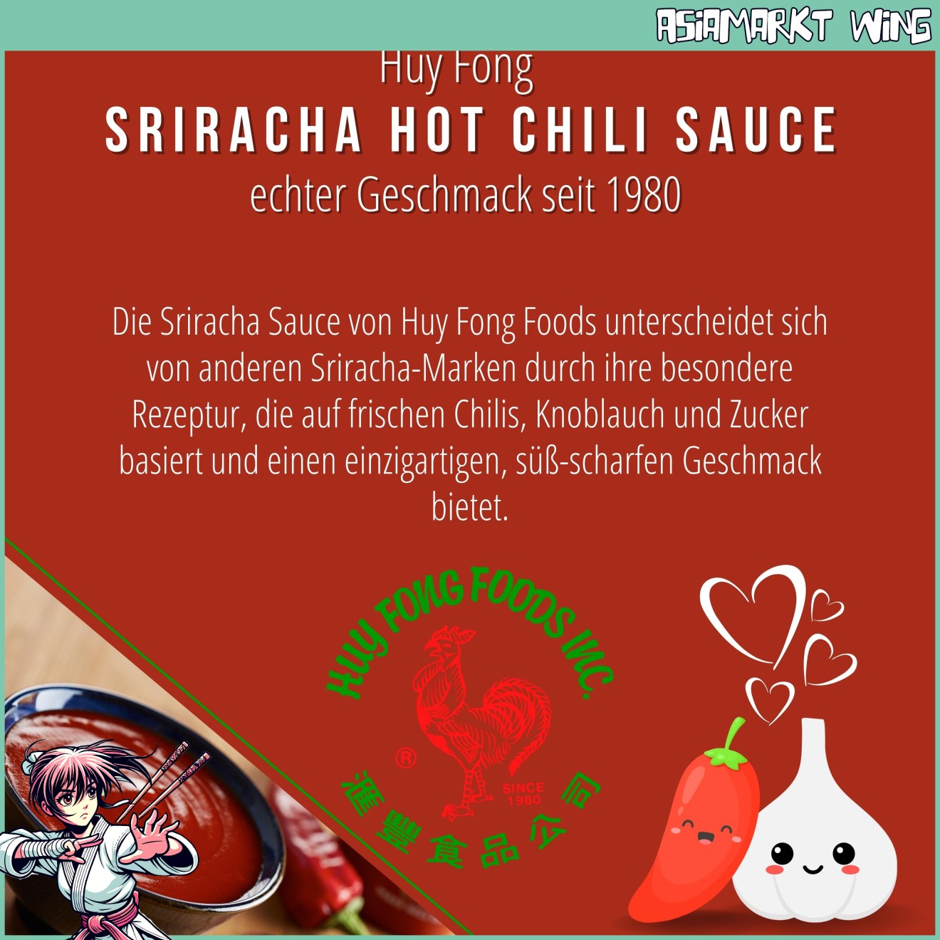 MHD 10.25 - Huy Fong - Sriracha Chilisauce - Das "Original" - 433ml