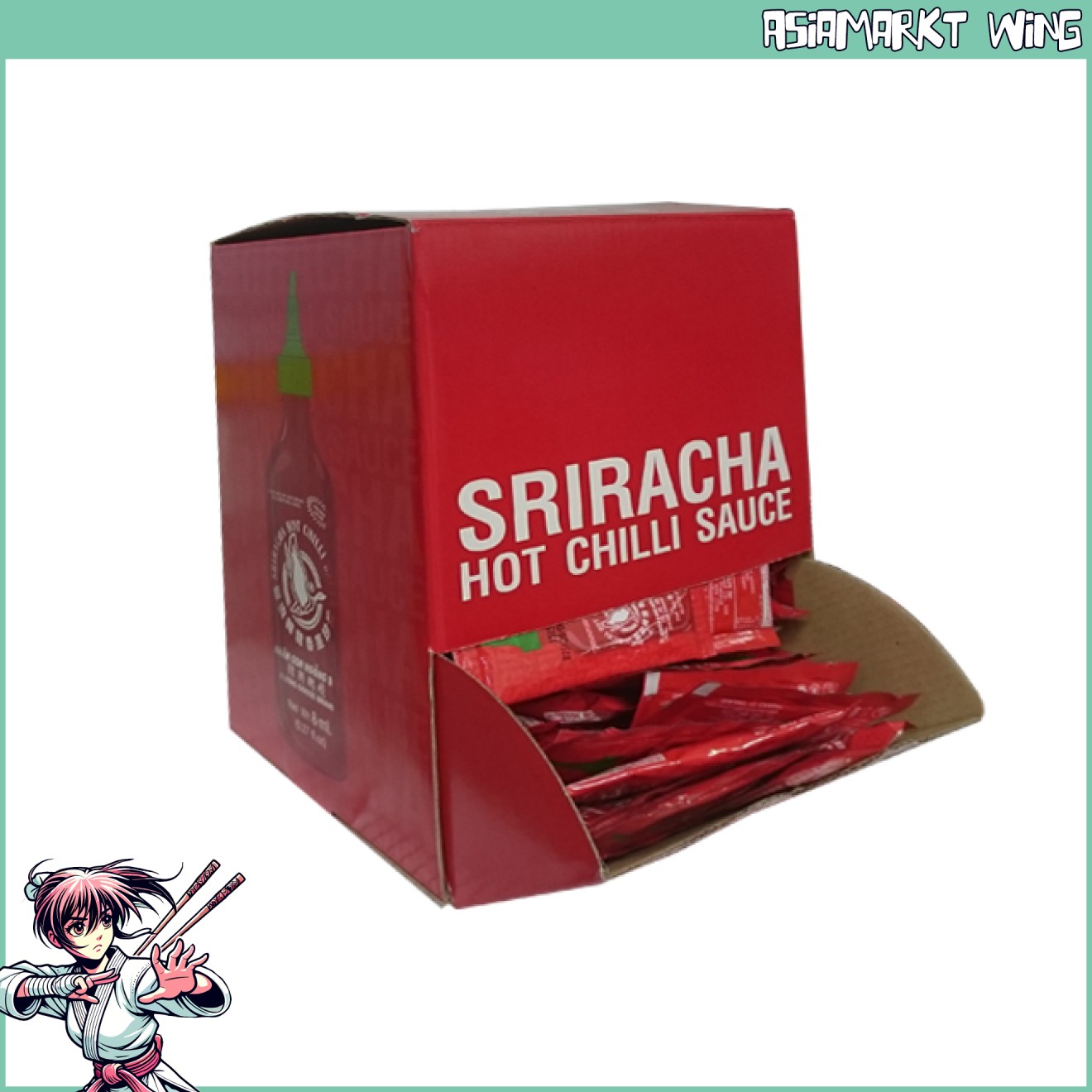 Flying Goose - confezione da 200 pezzi Salsa piccante Sriracha - bustina singola "To Go"