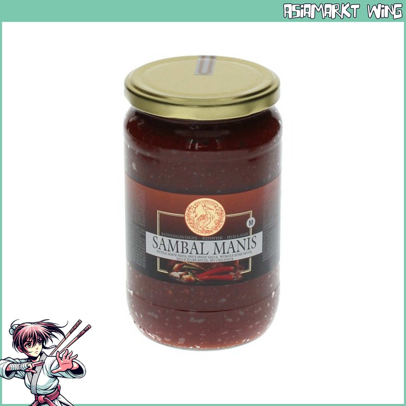 Koningsvogel - Sambal Manis - Süße Chilipaste - Grosses Glas - 750g