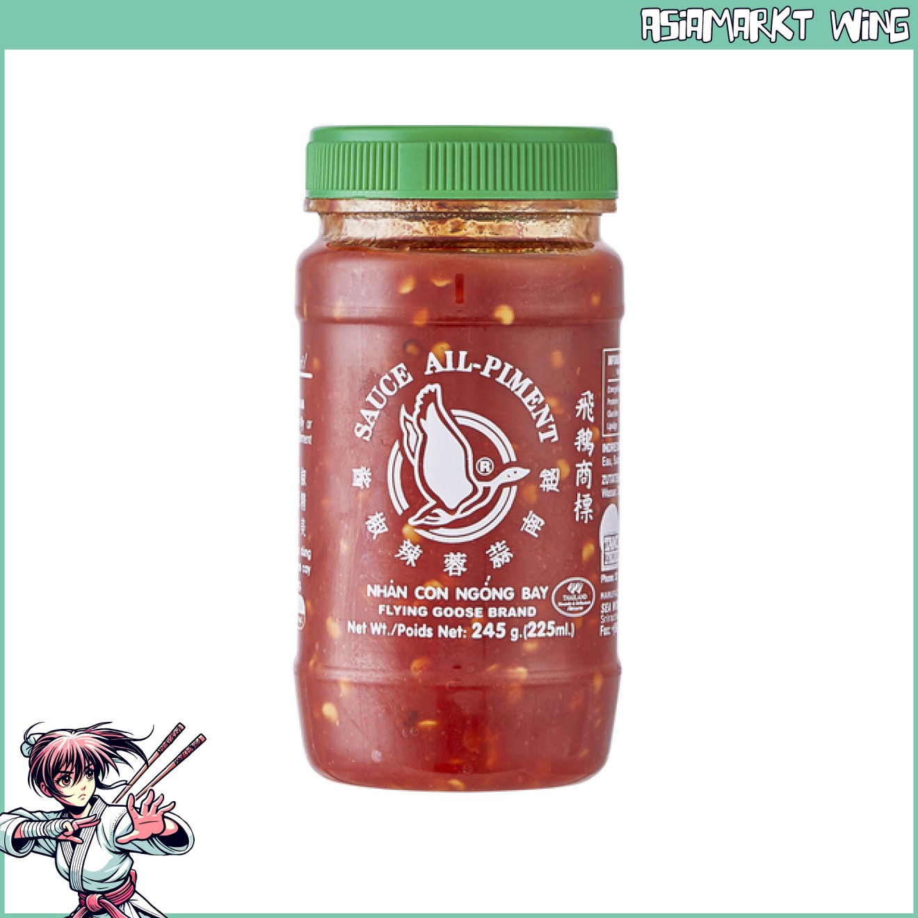 Flying Goose - Sambal Oelek - mit extra Knoblauch - 245 g