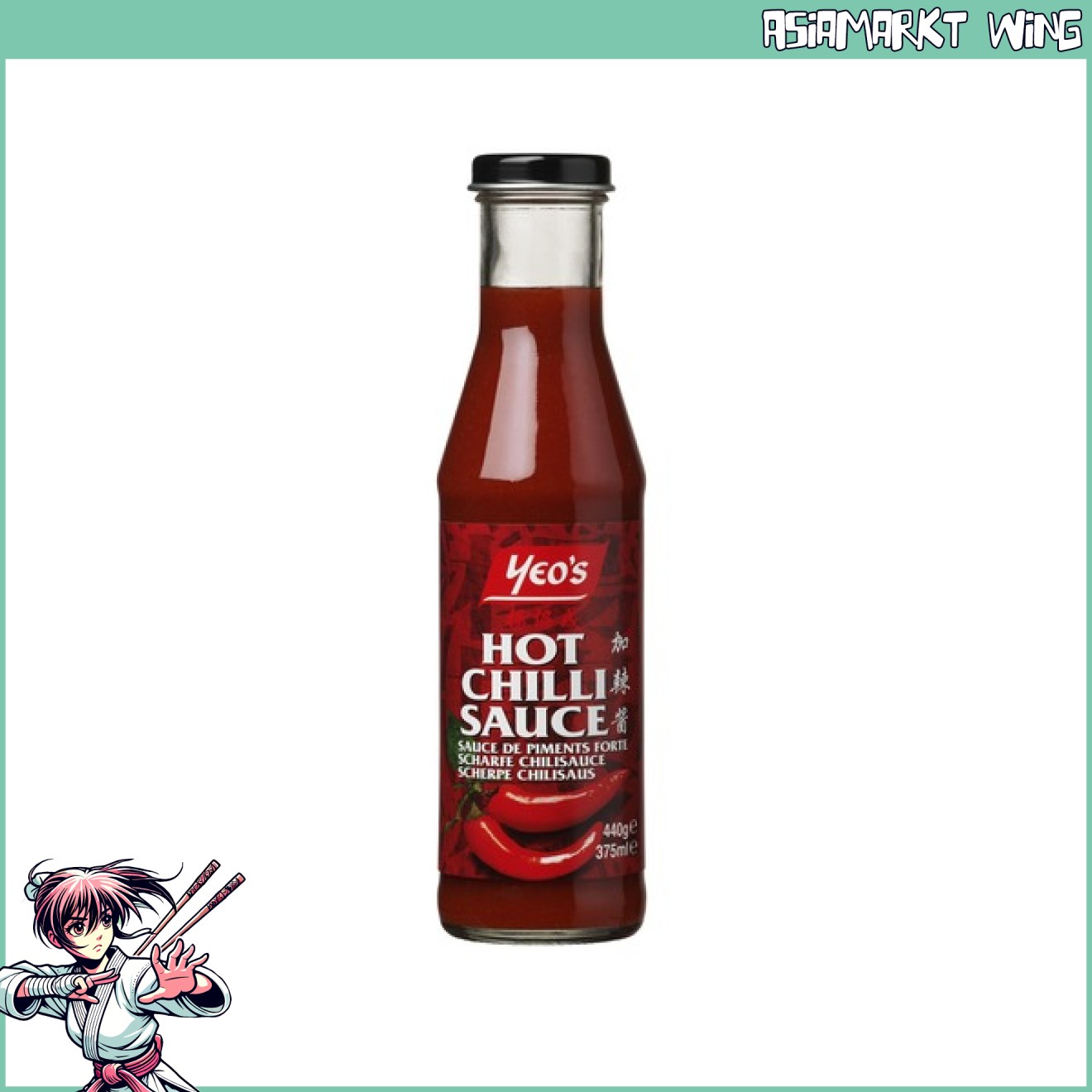 Yeo's - Hot Chili Sauce - Chili Soße ohne Stücke - 300 ml