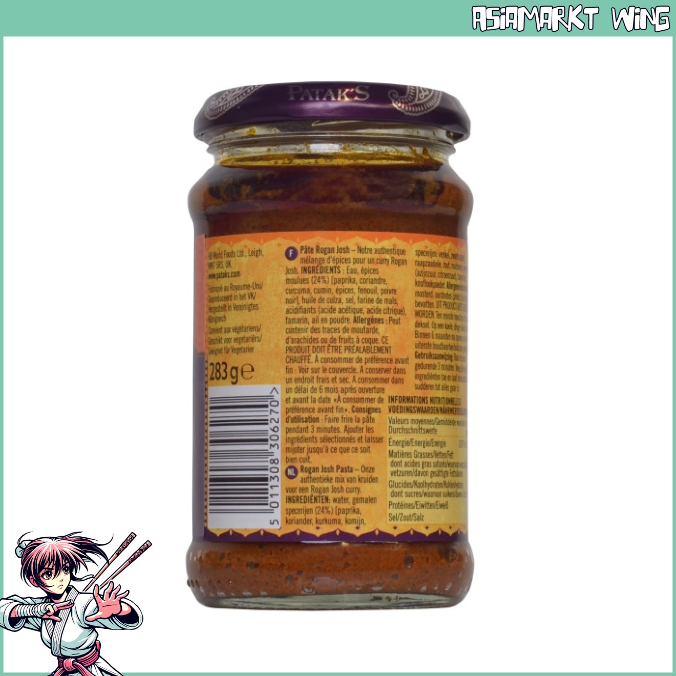 Patak's - Rogan Josh Paste - Currypaste mit Tomate und Paprika - 283g