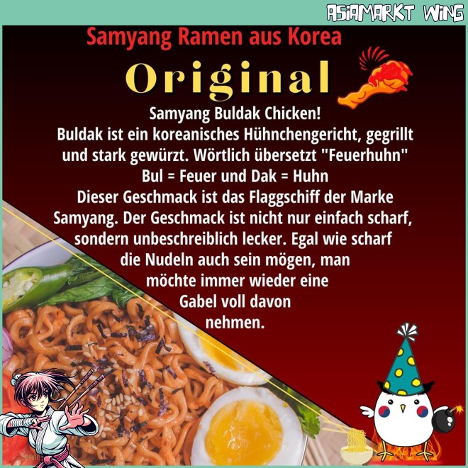 Samyang - Instant gebratene Nudeln Buldak - Scharf - Hot Chicken Black - 140g