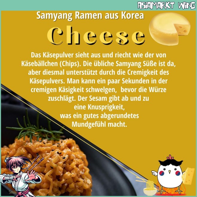 Samyang - Buldak Cheese - Hot chicken flavor Ramen - koreanische Instant Bratnudeln Käse - 140g