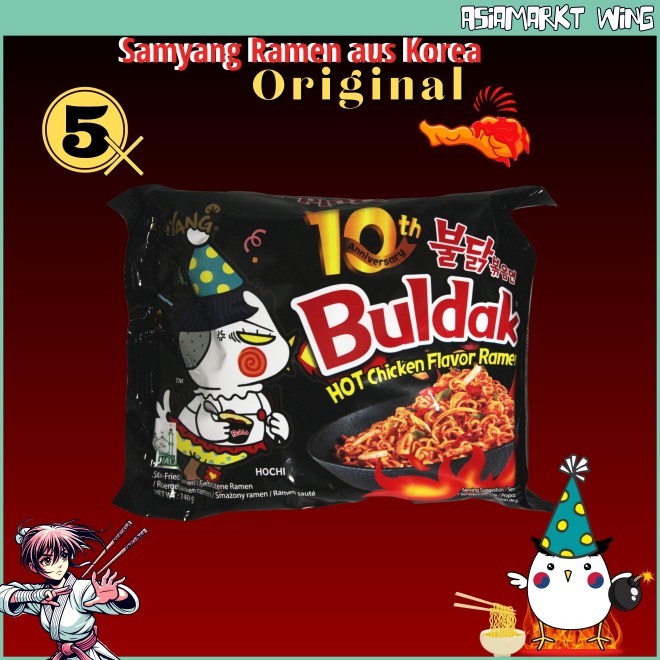 Samyang 5er Set | koreanische instant Ramen | original Buldak Hot Chicken (5x 140 g)