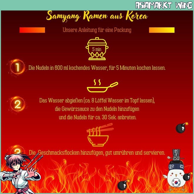 Samyang 5er Set | koreanische instant Ramen | 2x Spicy Buldak Hot Chicken (5x 140 g)
