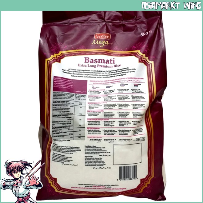 Veetee - Mega - Basmati - Extra langer Premium Reis - 5kg