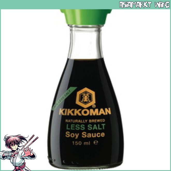 Kikkoman - Japanische Sojasauce - Salzreduziert - Designer Flasche für Tisch - 150ml