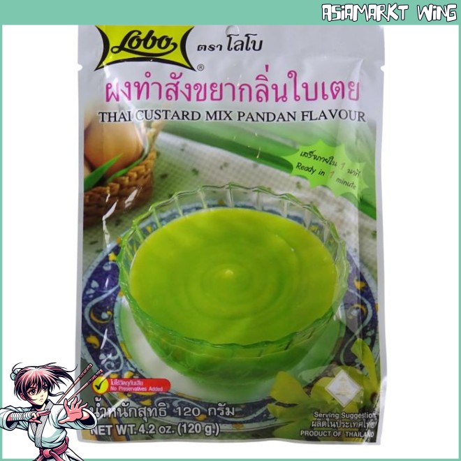 Lobo - Thai Custard Mix Pandan - thailändische Instant Pandan Creme - 120g