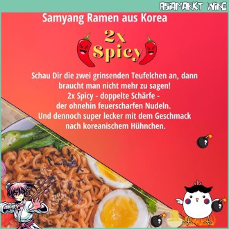 Samyang - Sehr scharfe Instant Bratnudeln - 2x Spicy Hot Chicken Flavour Ramen - 140g