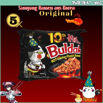 Samyang 5er Set | koreanische instant Ramen | original Buldak Hot Chicken (5x 140 g)