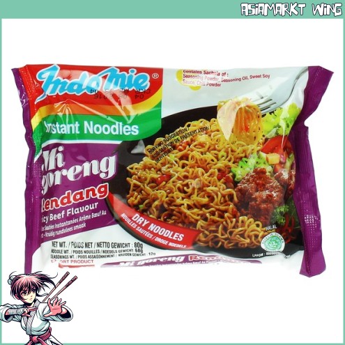 Indomie - Instant Brat Nudeln mit Mi Goreng Rendang Beef / Rind Geschmack - Dry Noodles - 80 g