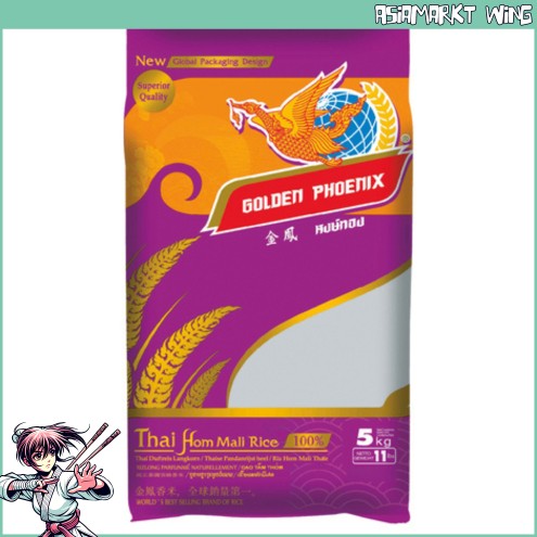 Golden Phoenix - Jasmin Duft Reis - Beste Langkorn Qualität - Bangsue Chia Meng - 5kg
