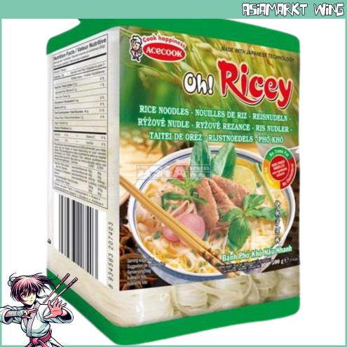 Acecook oh! ricey - vietnamesische Reisnudeln - schmale Bandnudeln 500g