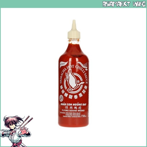 Flying Goose - Sriracha Chilisauce mit Knoblauch - ohne Glutamat - sandweißer Deckel - 730 ml