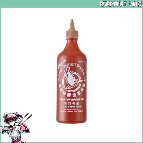 Flying Goose - Sriracha Chilisauce - mit extra Knoblauch - brauner Deckel - 730 ml